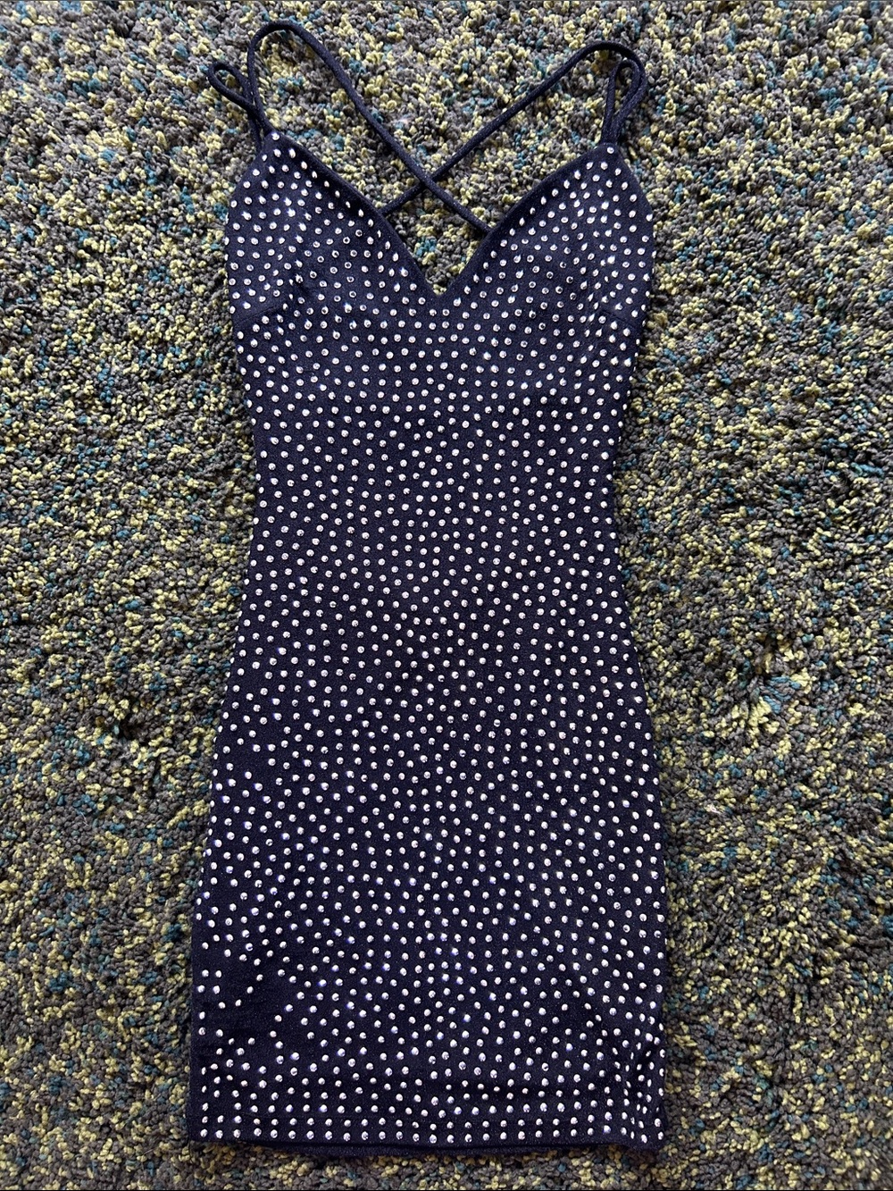 Vintage Symphony Rhinestoned Backless Minidress
